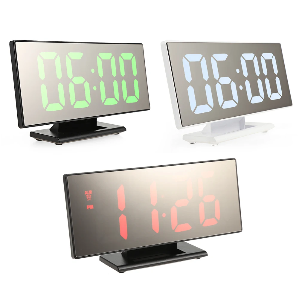 Цифровой будильник светодиодный зеркальные часы многофункциональный повтор