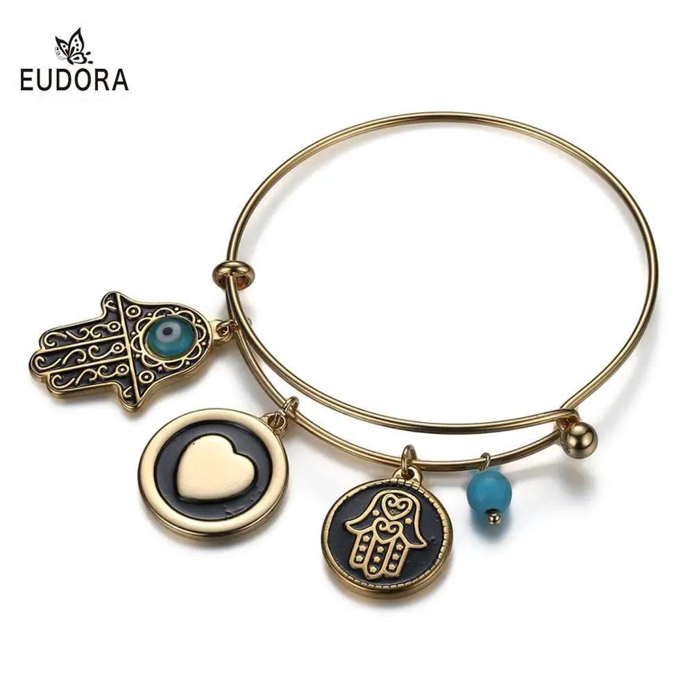 Eudora Evil Eye Hamsa Hand heart Charm Bracelets For Women Female Friendship Vintage Hand of Fatima crystal Adjustable Bracelet
Eudora Evil Eye Hamsa Hand heart Charm Bracelets For Women Female Friendship Vintage Hand of Fatima crystal Adjustable Bracelet
