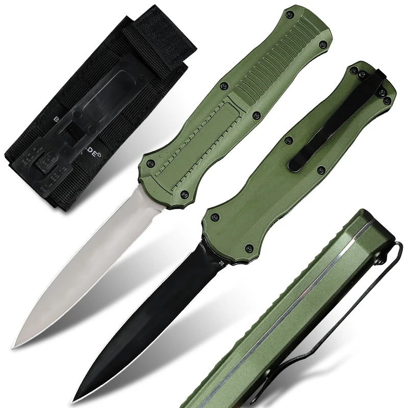 

BM 3300 OTF Double Action Tactical Knife Outdoor Camping Survival Hunting Knife D2 Blade Aluminum Handle EDC Tool Kitchen Knife