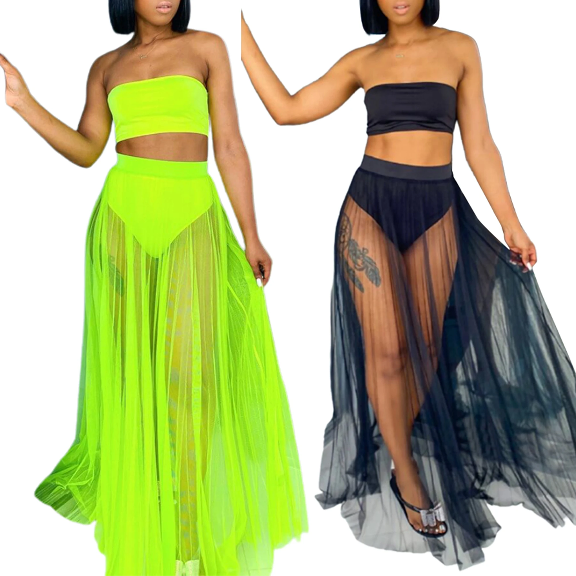 Women Sexy Swimsuits Sets Strapless Bandeau Tops + Swim Brief + Mesh Sheer Pleated Maxi Skirt 3pcs Swimwear Bathing Suits
Women Sexy Swimsuits Sets Strapless Bandeau Tops + Swim Brief + Mesh Sheer Pleated Maxi Skirt 3pcs Swimwear Bathing Suits