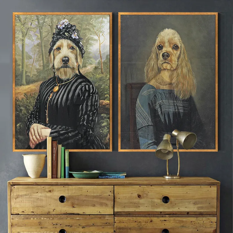 Vintage Classy Dog Impersonate Wall Art Posters Prints Animal Wearing Coat Canvas Painting Wall Picture for Living Room Decor
Vintage Classy Dog Impersonate Wall Art Posters Prints Animal Wearing Coat Canvas Painting Wall Picture for Living Room Decor