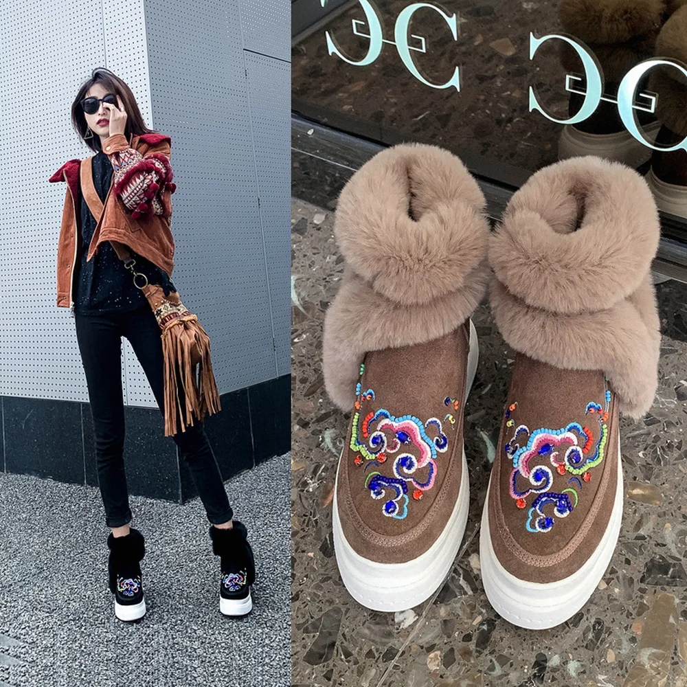 OLOMLB Womens Pointy Toe Real Rabbit Fur Ankle Boots Platform Embroidery Wedge Heel Shoes Warm Winter Snow Furry Austrilian
OLOMLB Womens Pointy Toe Real Rabbit Fur Ankle Boots Platform Embroidery Wedge Heel Shoes Warm Winter Snow Furry Austrilian
