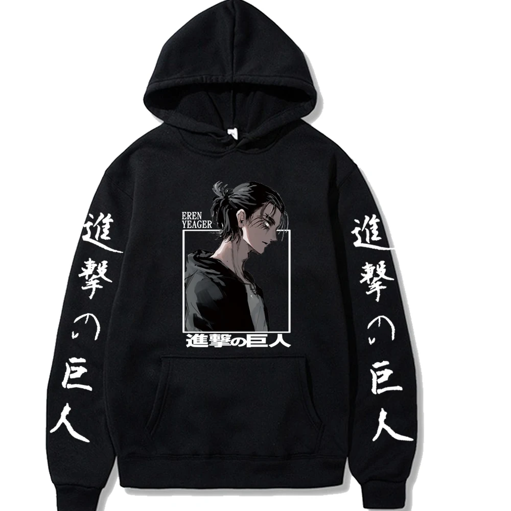 

2021 Attack on Titan Eren Yeager Anime Hoodie Long Sleeve Loose Hip Hop Uniex