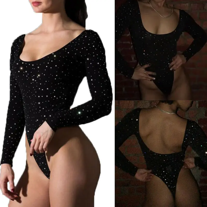 Black Women Drilled Backless Bodysuit Bodycon Jumpsuit Romper Crystal Tops Sexy Playsuit Long Sleeve
Black Women Drilled Backless Bodysuit Bodycon Jumpsuit Romper Crystal Tops Sexy Playsuit Long Sleeve