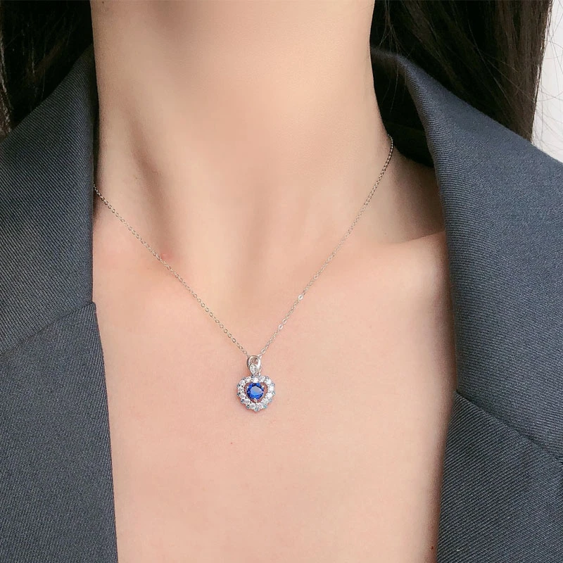 Ожерелье из стерлингового серебра 925 пробы с голубым сердцем океана, женское колье, на день Валентина, обручальное подарок для женщин, роман... 
Ожерелье из стерлингового серебра 925 пробы с голубым сердцем океана, женское колье, на день Валентина, обручальное подарок для женщин, роман...