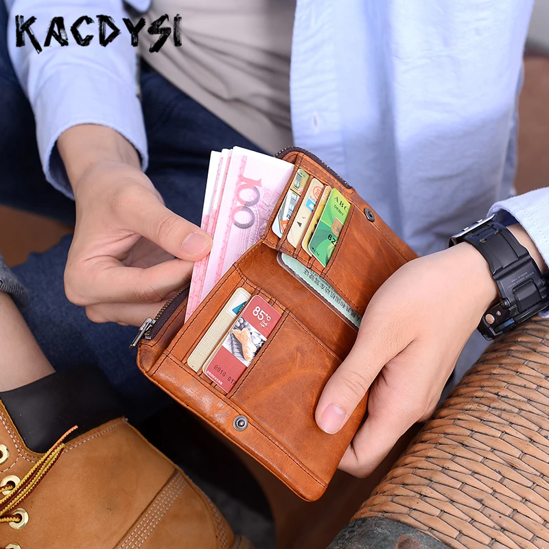 Оригинальный ретро роскошный маленький мужской кошелек Настоящее портмоне из