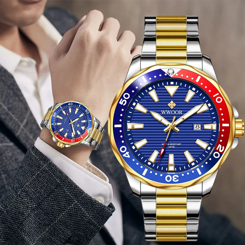 WWOOR Brand New Design Men's Quartz Watches Luxury Stainless Steel Waterproof Luminous Date Wrist Watch Male Relogio Masculino
WWOOR Brand New Design Men's Quartz Watches Luxury Stainless Steel Waterproof Luminous Date Wrist Watch Male Relogio Masculino