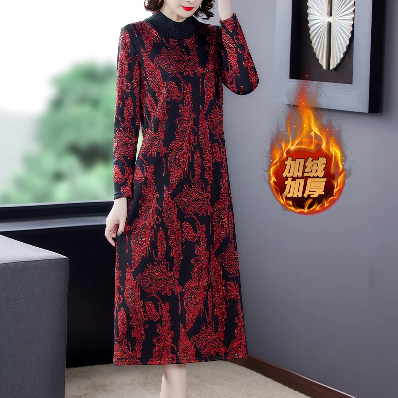 LUKAXSIKAX 2020 New Winter Women Thicken Fleece Warm Base Dress High Quality Retro Flowers Print Elegant Slim Long Dress
LUKAXSIKAX 2020 New Winter Women Thicken Fleece Warm Base Dress High Quality Retro Flowers Print Elegant Slim Long Dress