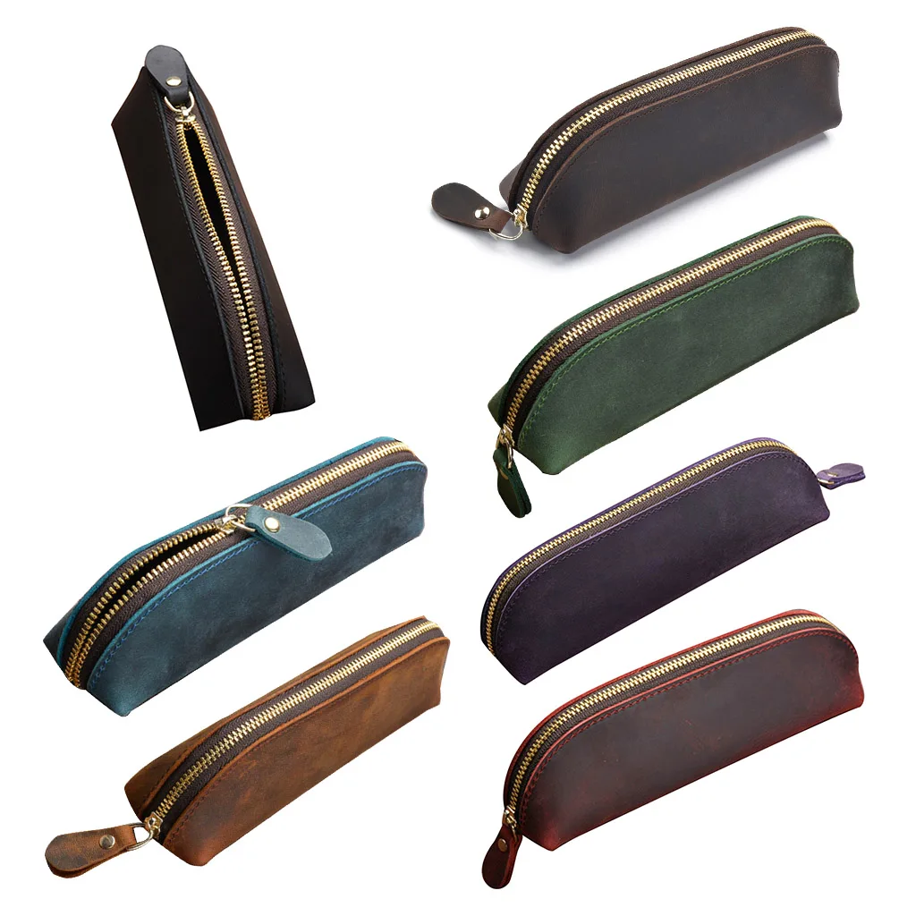 Crazy Horse Leather Pencil Bag Vintage Retro Zipper Fountain Pen Makeup Pouch Organizer Stationery Bag Office Pen Holder
Crazy Horse Leather Pencil Bag Vintage Retro Zipper Fountain Pen Makeup Pouch Organizer Stationery Bag Office Pen Holder
