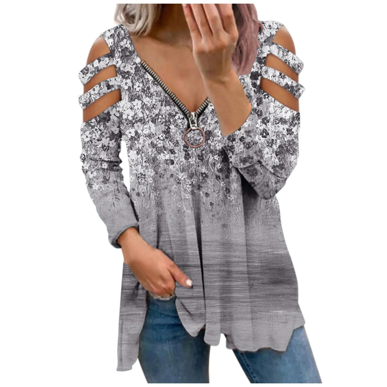 Autumn Winter Women T-Shirts 2021 Sexy V-Neck Zipper Harajuku Flower Print Color Fold Casual Tops Tunics T Shirts Women Clothing
Autumn Winter Women T-Shirts 2021 Sexy V-Neck Zipper Harajuku Flower Print Color Fold Casual Tops Tunics T Shirts Women Clothing
