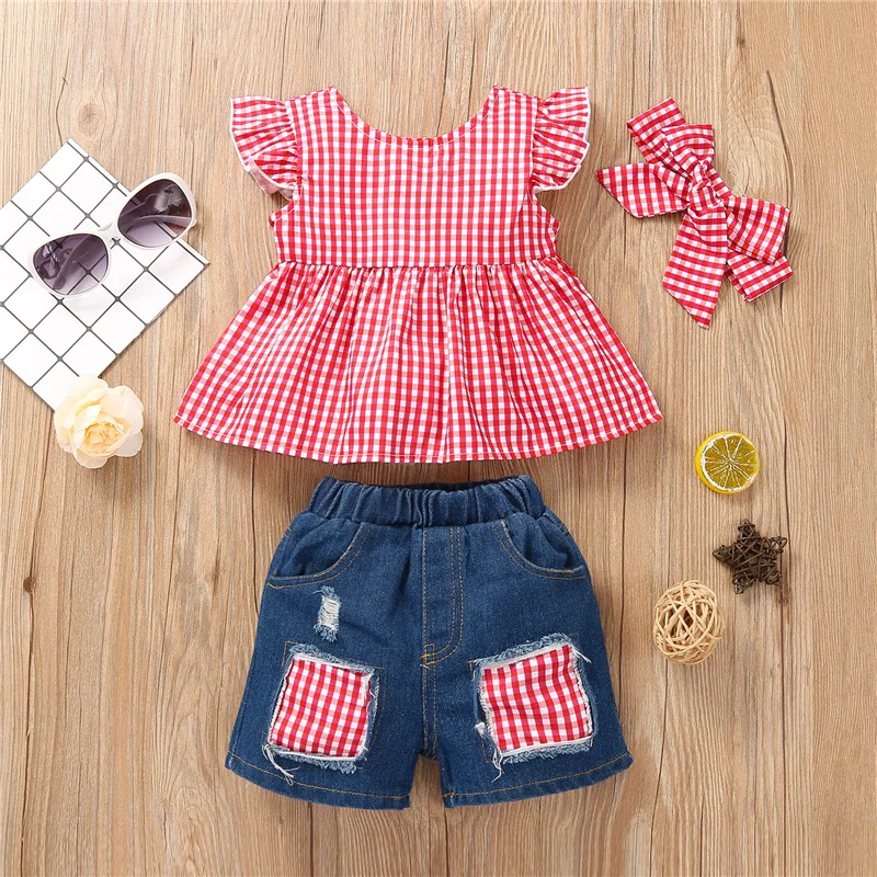 3Pcs 9Months-6Years Baby Girls Clothes Sets,Girls Fashion Casual Print Fly Sleeve Tops and Patchwork Denim Shorts with Headband
3Pcs 9Months-6Years Baby Girls Clothes Sets,Girls Fashion Casual Print Fly Sleeve Tops and Patchwork Denim Shorts with Headband