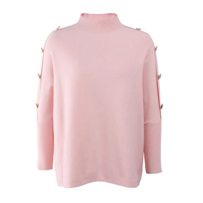 

Quanss Women's Mock Neck Oversized Sweater Batwing Sleeve Knitwear 2021 Autumn Winter Pullovers Female Jumper Knit Top Clothes