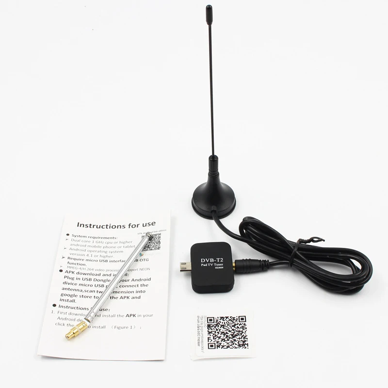 DVB-T2 TV Antenna Receiver Digital Micro-USB Tuner for Android Mobile Phone Pad HD TV Stick with Dual Antenna
DVB-T2 TV Antenna Receiver Digital Micro-USB Tuner for Android Mobile Phone Pad HD TV Stick with Dual Antenna