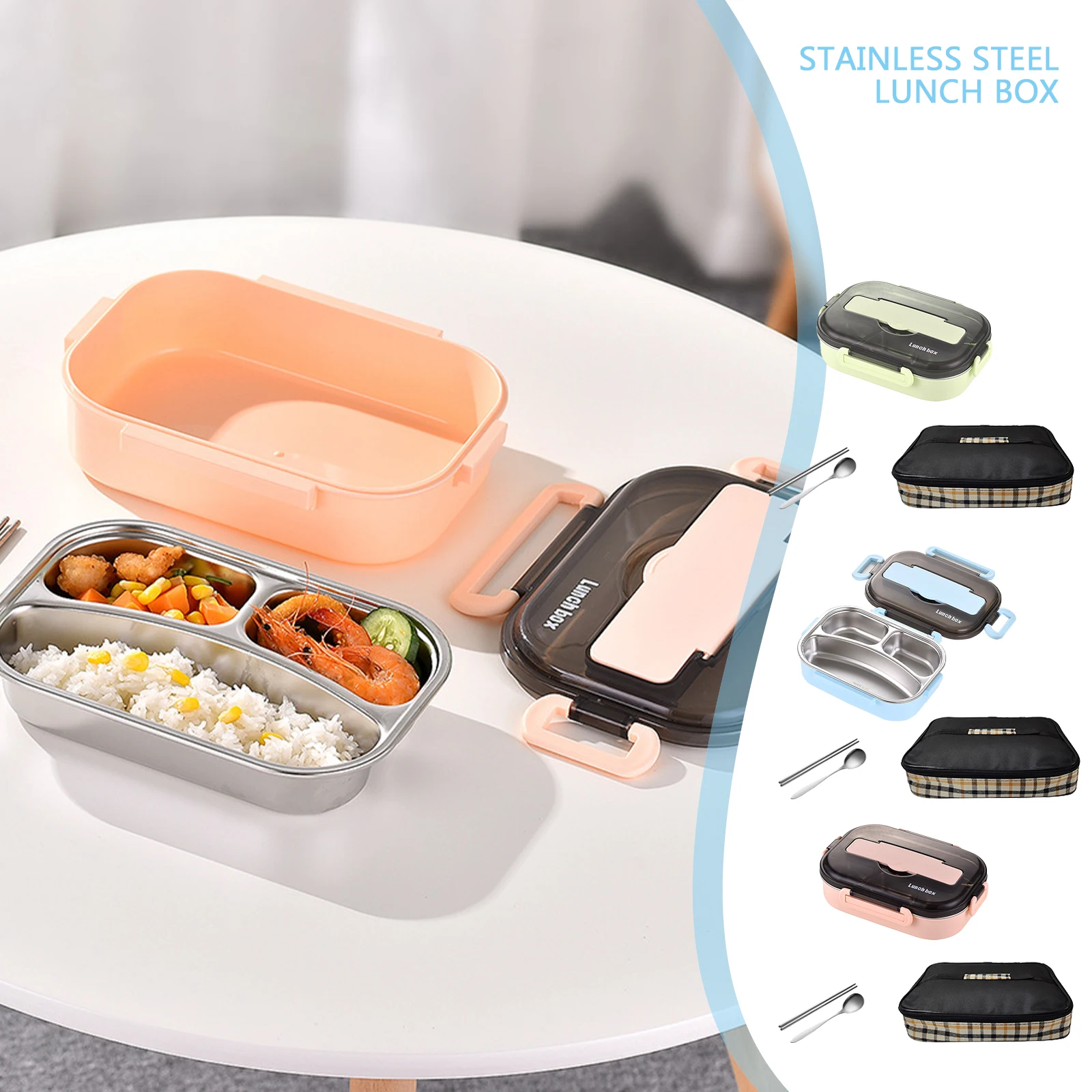 Lunch Box Kit with Cutlery (Fork and Spoon) + Thermal Lunch Bag, Bento Box Kids Adult for Office, School, Food Storage Container
Lunch Box Kit with Cutlery (Fork and Spoon) + Thermal Lunch Bag, Bento Box Kids Adult for Office, School, Food Storage Container