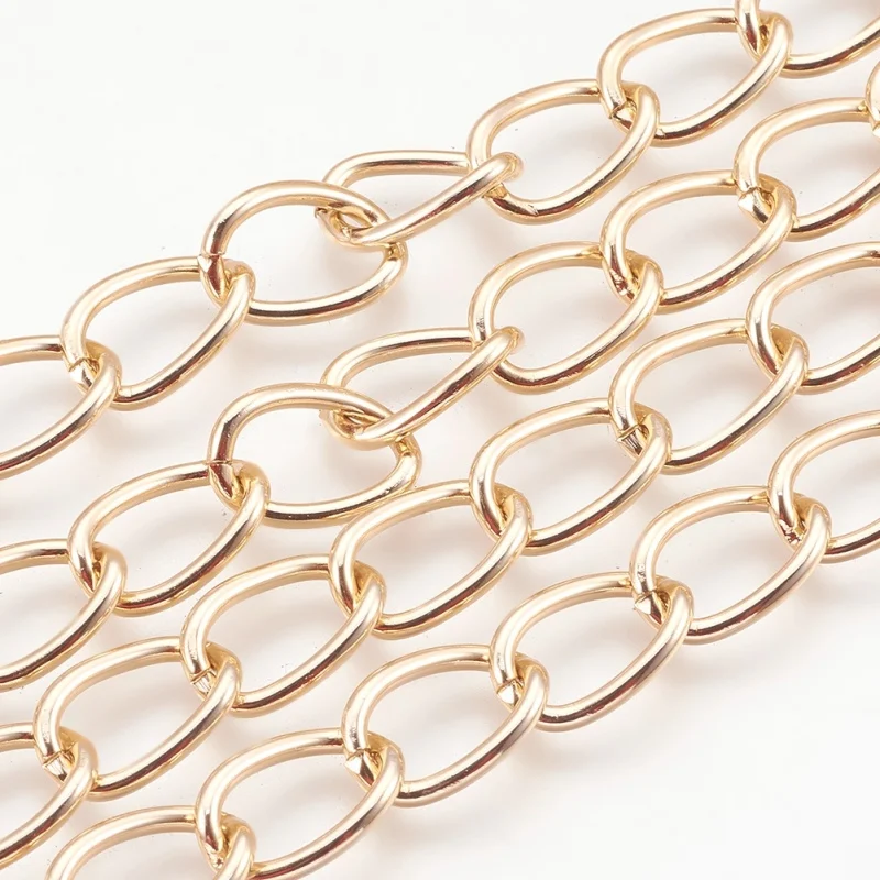 100m 15x10x2mm Golden Decorative Unwelded Chain Aluminium Twisted Chains Curb Chains for jewelry making DIY bracelet necklace
100m 15x10x2mm Golden Decorative Unwelded Chain Aluminium Twisted Chains Curb Chains for jewelry making DIY bracelet necklace