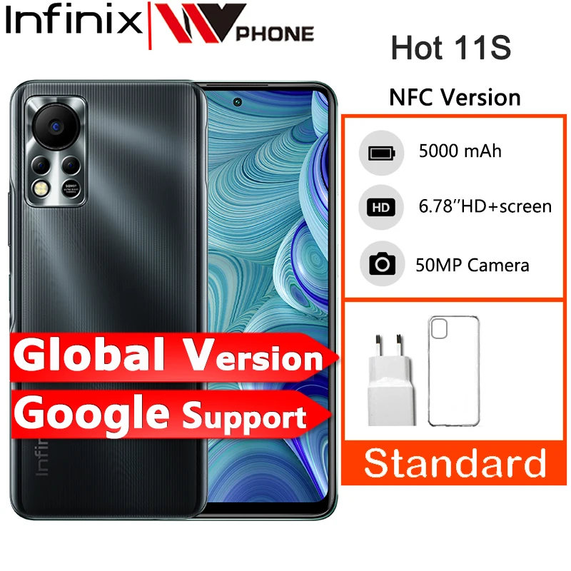 

Global Version Infinix HOT 11S NFC 4GB 64GB 6.78" FHD Punching Display 5000mAh Battery Smartphone Helio G88 50MP AI Rear Camera