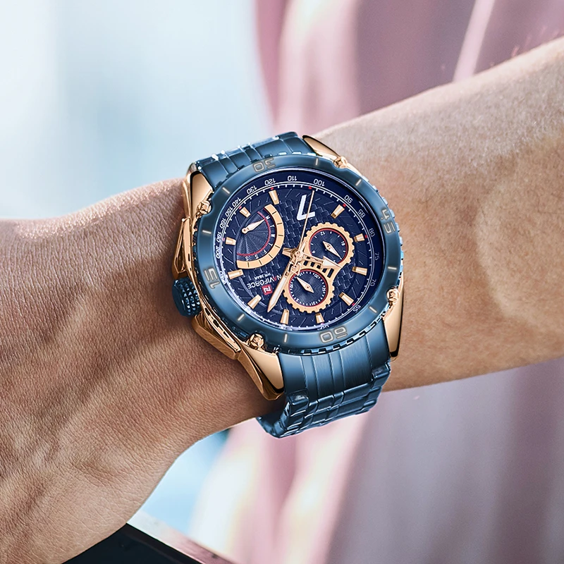 NAVIFORCE Top Brand Luxury RoseGold Blue Mens Watches Date Week Fashion Luminous Quartz Waterproof Men Watch Relogio Masculino
NAVIFORCE Top Brand Luxury RoseGold Blue Mens Watches Date Week Fashion Luminous Quartz Waterproof Men Watch Relogio Masculino