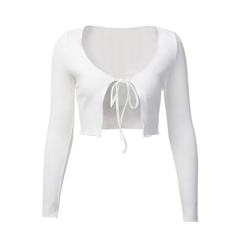2020 Womens Knotted Tie Front Bolero Shrug Long Sleeve Crop Top Knit Sweater Cardigan Black Autumn Mujer Warm Soft Sweater Tops
2020 Womens Knotted Tie Front Bolero Shrug Long Sleeve Crop Top Knit Sweater Cardigan Black Autumn Mujer Warm Soft Sweater Tops
