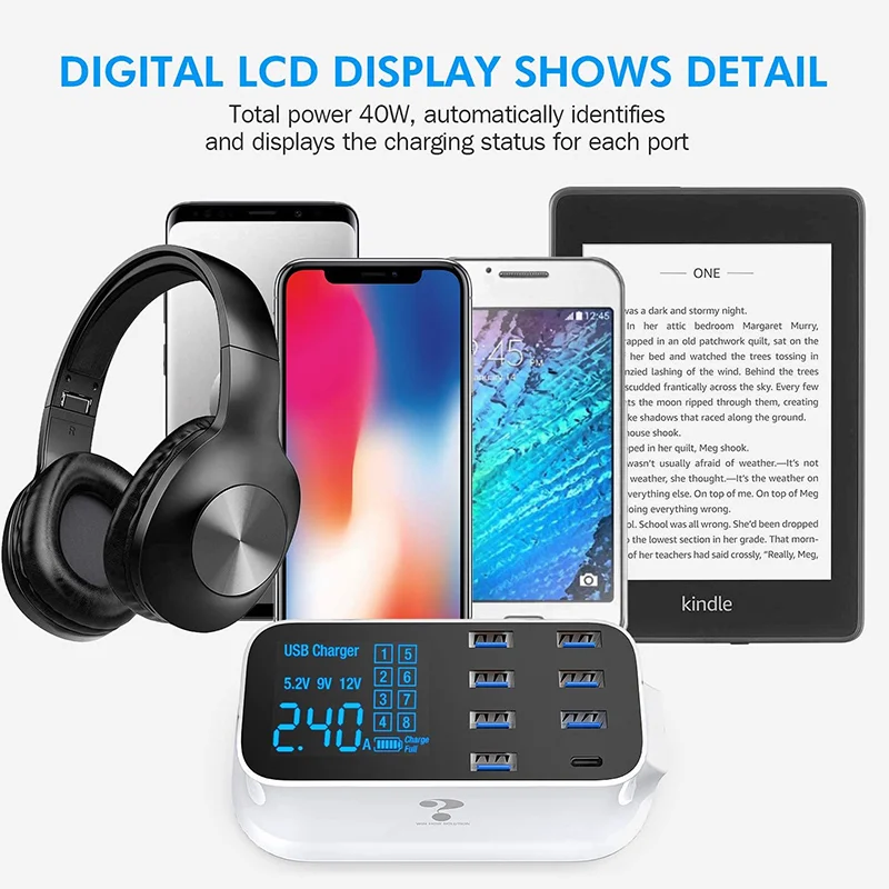 8 Port USB Charger HUB Quick Charge 3.0 LED Display Multi USB Charging Station Mobile Phone Desktop Wall Home EU/AU/US/UK Plug
8 Port USB Charger HUB Quick Charge 3.0 LED Display Multi USB Charging Station Mobile Phone Desktop Wall Home EU/AU/US/UK Plug
