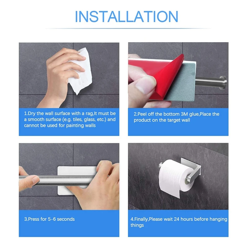Retail Self-Adhesive Toilet Paper Holder 304 Stainless Steel Suction Cup with 4 Self-Adhesive Hooks for Bathrooms and Kitchens
Retail Self-Adhesive Toilet Paper Holder 304 Stainless Steel Suction Cup with 4 Self-Adhesive Hooks for Bathrooms and Kitchens