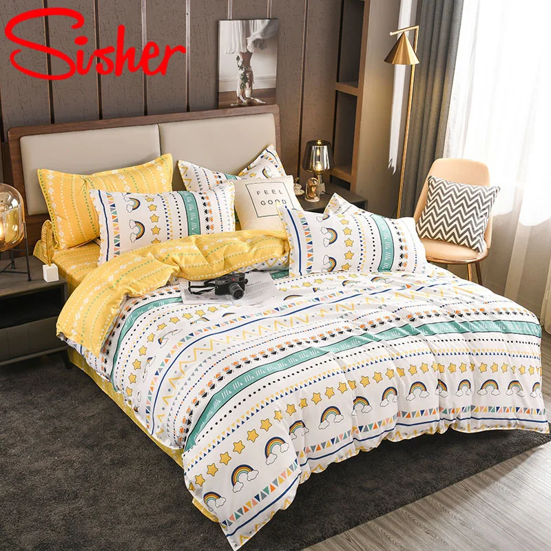 Nordic Cartoon Bedding Set Floral Leaf Print Bed Linen Sheet Rainbow Bedclothes Quilt Covers Single Double Queen Duvet Cover Set
Nordic Cartoon Bedding Set Floral Leaf Print Bed Linen Sheet Rainbow Bedclothes Quilt Covers Single Double Queen Duvet Cover Set