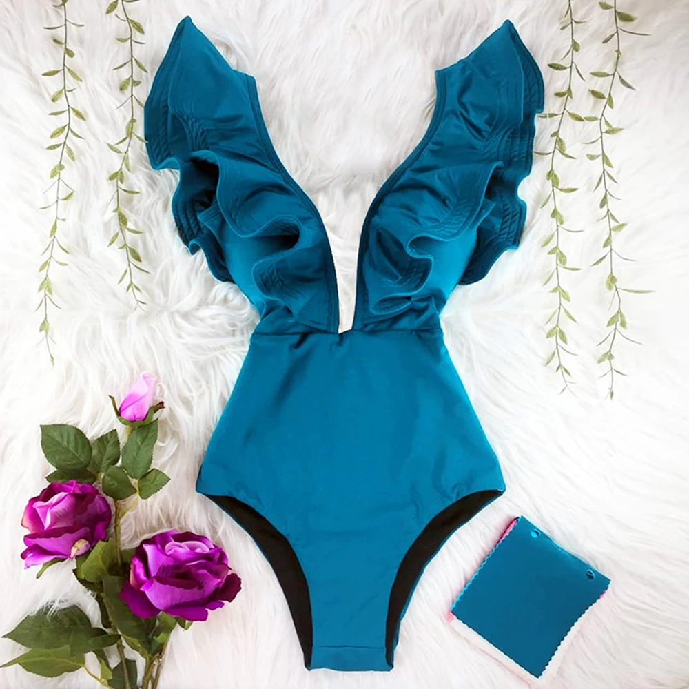 2021 New Print Swimwear Deep V-neck Ruffle Swimsuit Push Up One Piece Swimsuit Beach Wear Backless Monokini
2021 New Print Swimwear Deep V-neck Ruffle Swimsuit Push Up One Piece Swimsuit Beach Wear Backless Monokini