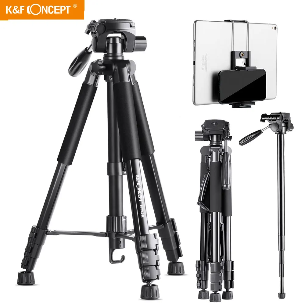 K&F Concept TM2624L Black Portable Compact Camera Tripod 70inch for Video Camera Cellphone 3-Way Swivel Pan Tilt Head
K&F Concept TM2624L Black Portable Compact Camera Tripod 70inch for Video Camera Cellphone 3-Way Swivel Pan Tilt Head
