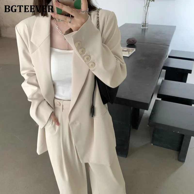 BGTEEVER Casual Stylish Women 2 Pieces Blazer Set Full Sleeve Suit Jackets & Straight Pants 2021 Summer Female Solid Pant Suits
BGTEEVER Casual Stylish Women 2 Pieces Blazer Set Full Sleeve Suit Jackets & Straight Pants 2021 Summer Female Solid Pant Suits