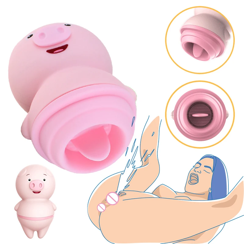 

Cute Pig Licking Sucking Vibrators Sex Toys For Women Clitoris Sucker Tongue Nipple Licks Massage Female Adult Erotic Machine