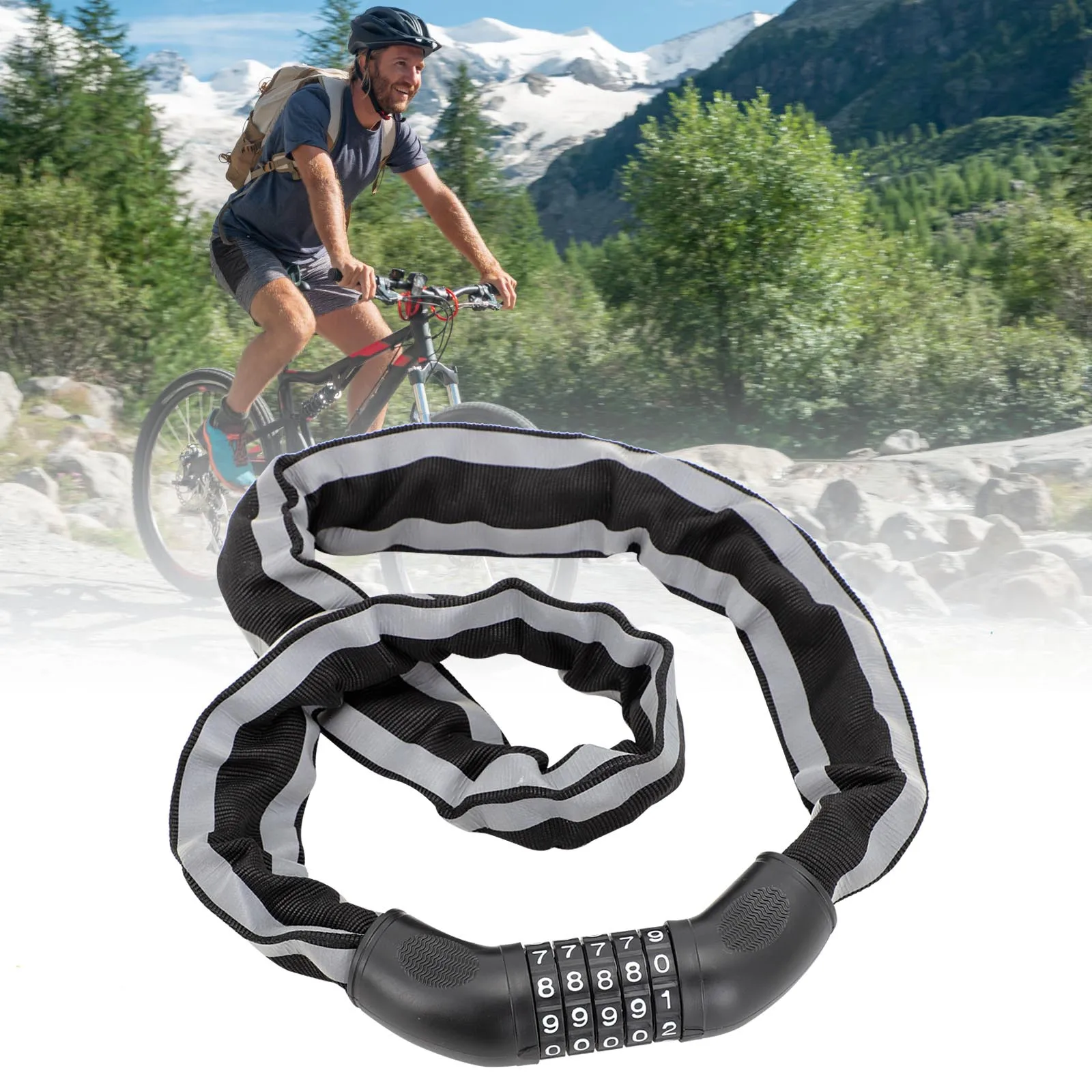 BIKERSAY Bicycle Chain Code Lock Anti-theft With 5 Password Coded Stripe Pattern Reflective Mountain Bike Cycling Accessories
BIKERSAY Bicycle Chain Code Lock Anti-theft With 5 Password Coded Stripe Pattern Reflective Mountain Bike Cycling Accessories