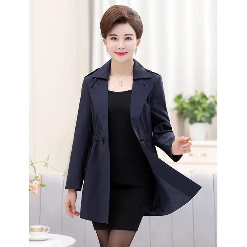 Trench Coat Middle-aged Women's Coats 2020 New Spring Outerwear Mid-length Plus Size Long Sleeve Coat Mom Elegant Windbreaker
Trench Coat Middle-aged Women's Coats 2020 New Spring Outerwear Mid-length Plus Size Long Sleeve Coat Mom Elegant Windbreaker