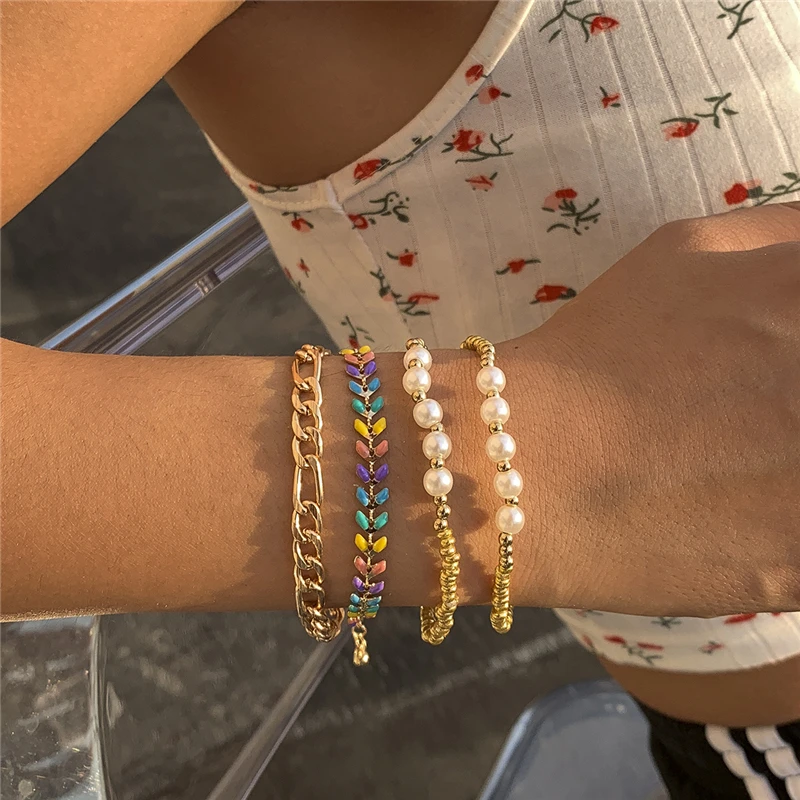Vintage Rainbow wheat ears Link Chain Bracelets Bangles Multi Layered Pearls Beaded Friendship Bracelets Set for Women Jewelry
Vintage Rainbow wheat ears Link Chain Bracelets Bangles Multi Layered Pearls Beaded Friendship Bracelets Set for Women Jewelry
