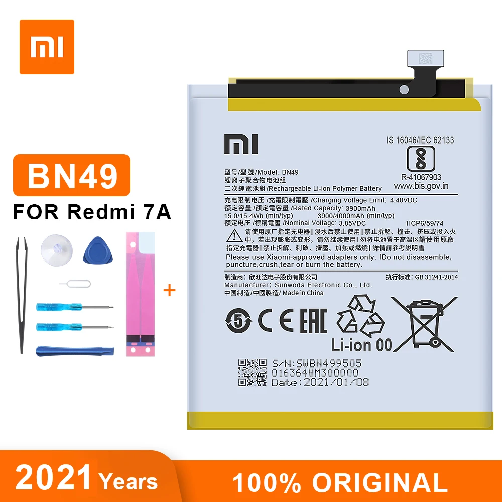 Оригинальный аккумулятор Xiao Mi BN49 4000 мАч для Xiaomi Redmi 7A Сменный телефона высокого