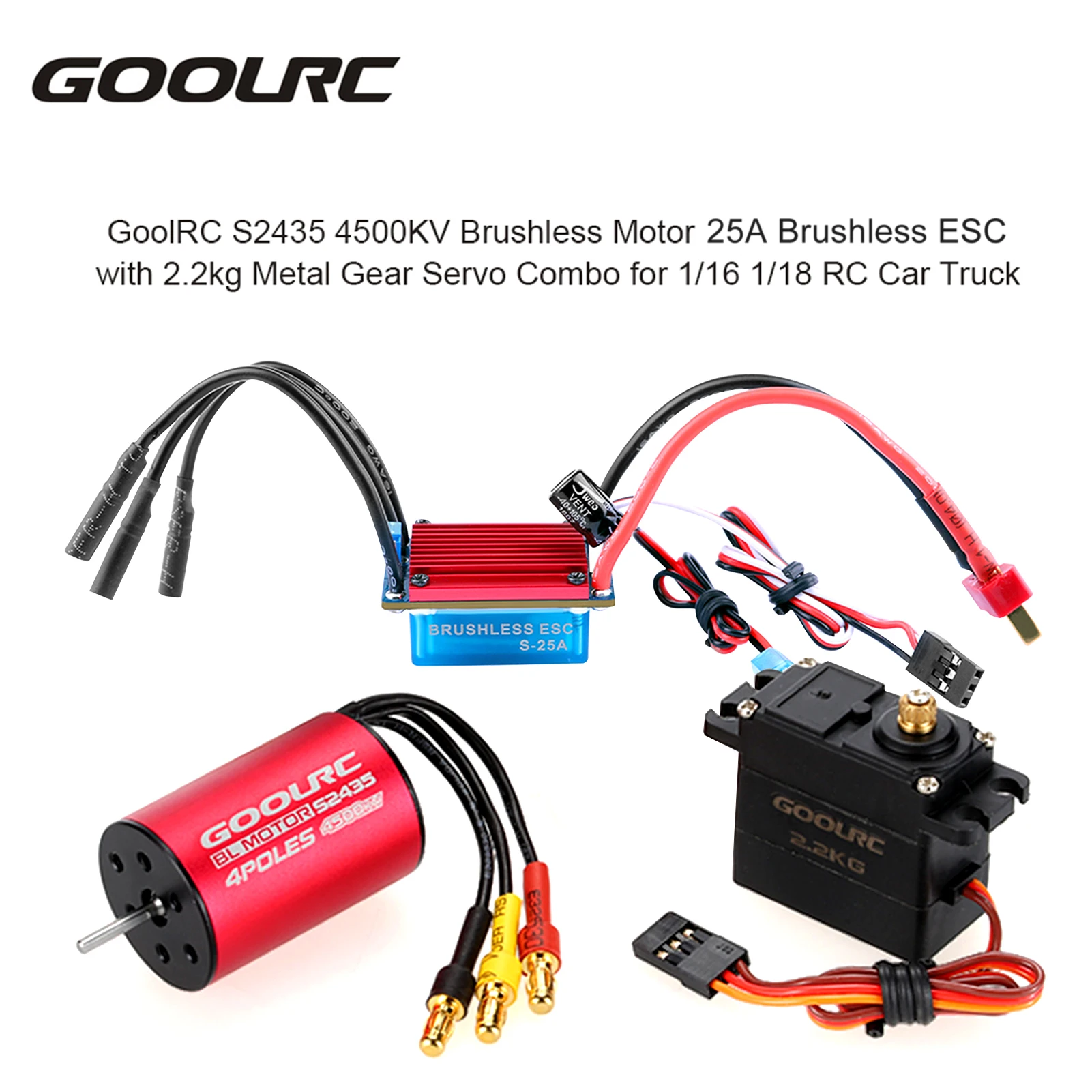 GoolRC S2435 4500KV бесщеточный двигатель 25A ESC с шестерней 2 kg сервопривод обновление