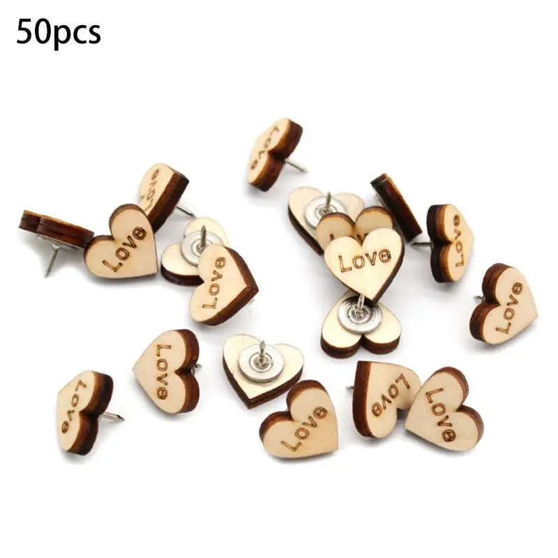50 pcs/lot Nautral Heart Wooden Push Pins Thumbtacks Steel Point Bulletin Board 090F
50 pcs/lot Nautral Heart Wooden Push Pins Thumbtacks Steel Point Bulletin Board 090F