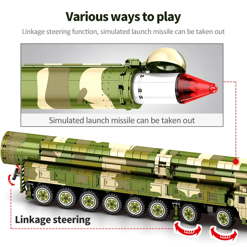 City Military Intercontinental Ballistic Missile Car Model Building Blocks WW2 Army Trucks Vehicle Figures Bricks Toys For Boys
City Military Intercontinental Ballistic Missile Car Model Building Blocks WW2 Army Trucks Vehicle Figures Bricks Toys For Boys
