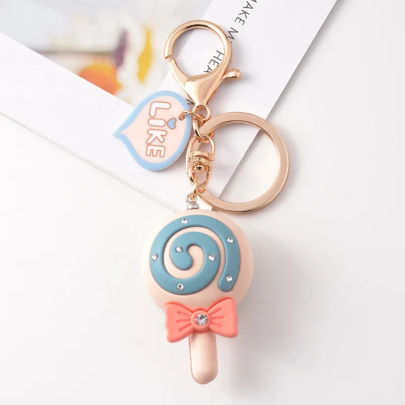 Simulation Rainbow Lollipop Keychain Girl Women Cute Candy Car Keyring Key Holder Resin Key Chain Kids Student Gift South Korea
