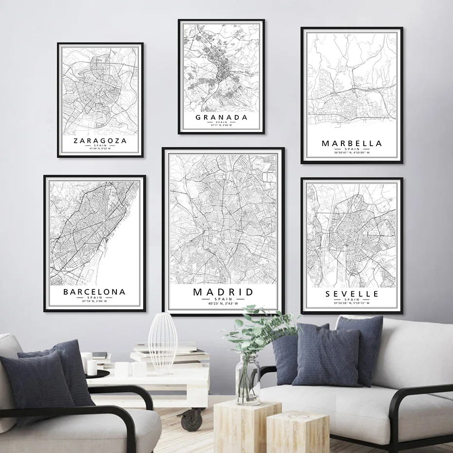 Minimalist Black White Spain Cities Maps MARIDA BARCELONA Modern Posters Prints Canvas Paintings Picture Living Room Home Decor
Minimalist Black White Spain Cities Maps MARIDA BARCELONA Modern Posters Prints Canvas Paintings Picture Living Room Home Decor