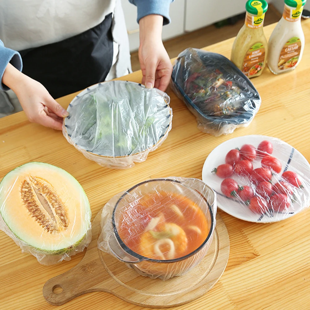 100pcs Plastic Saran Wrap Disposable Cling Film Elastic Food Lids Fruit Bowls Cups Storage Bag Kitchen Accessories
100pcs Plastic Saran Wrap Disposable Cling Film Elastic Food Lids Fruit Bowls Cups Storage Bag Kitchen Accessories