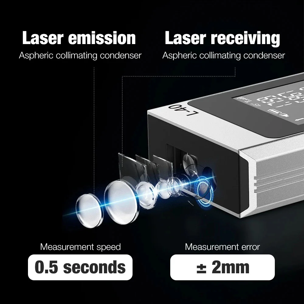 40m Handheld Digital Laser Rangefinder with Electronic Angle Sensor M/In/Ft Unit Switching USB Chargeable For Distance Measuring
40m Handheld Digital Laser Rangefinder with Electronic Angle Sensor M/In/Ft Unit Switching USB Chargeable For Distance Measuring