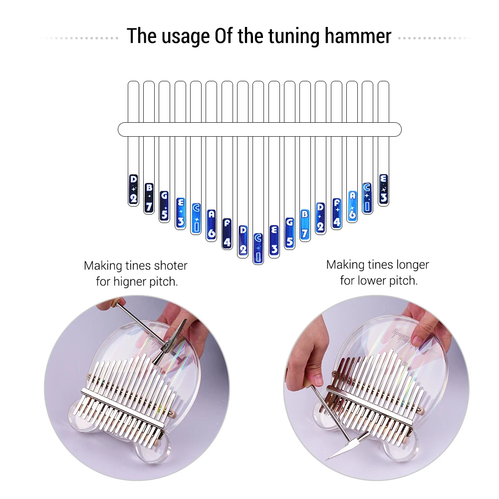 Muslady Kalimba 17-Key Thumb Piano Transparent Acrylic Material Finger Piano with Carry Bag Note Stickers Tuning Hammer Cloth
Muslady Kalimba 17-Key Thumb Piano Transparent Acrylic Material Finger Piano with Carry Bag Note Stickers Tuning Hammer Cloth