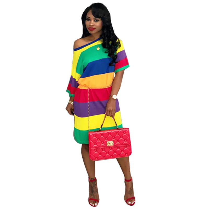 BAMBOOBOY New Summer Women Off Shoulder Sexy Striped Print Coloblock Contrast Color Casual Sheath Dress ZL1063
BAMBOOBOY New Summer Women Off Shoulder Sexy Striped Print Coloblock Contrast Color Casual Sheath Dress ZL1063
