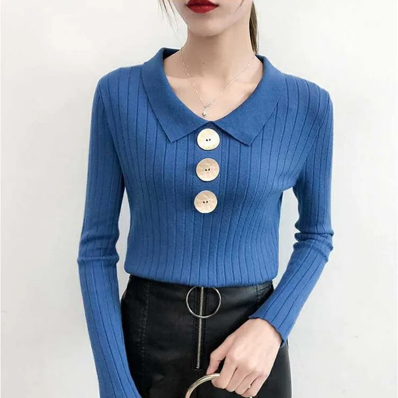 Women Sweaters Autumn Winter Solid Color Slim Long-Sleeved Lapel Button Slim Bottom Knit Sweater H
Women Sweaters Autumn Winter Solid Color Slim Long-Sleeved Lapel Button Slim Bottom Knit Sweater H