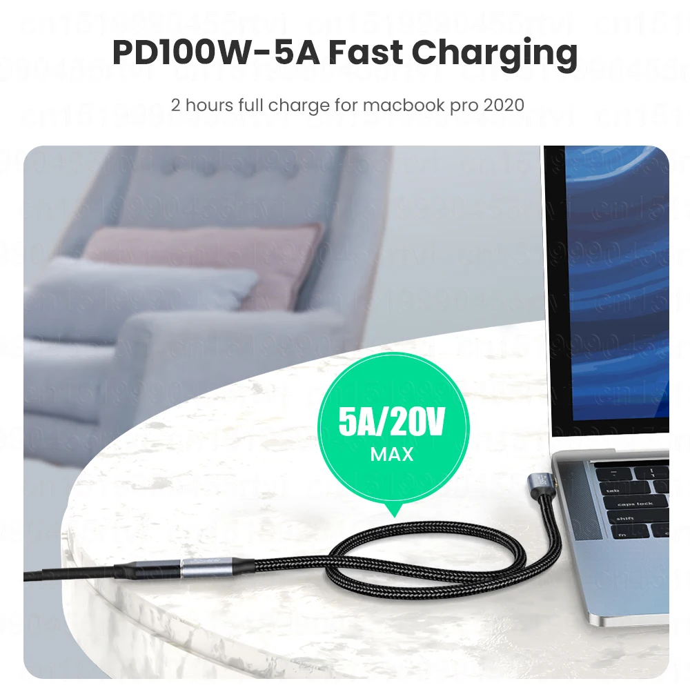 HD 4K USB C удлинитель 100 Вт PD 5A правый угол изгиб 90 градусов Gen 2 3 1 Type для ноутбука Macbook