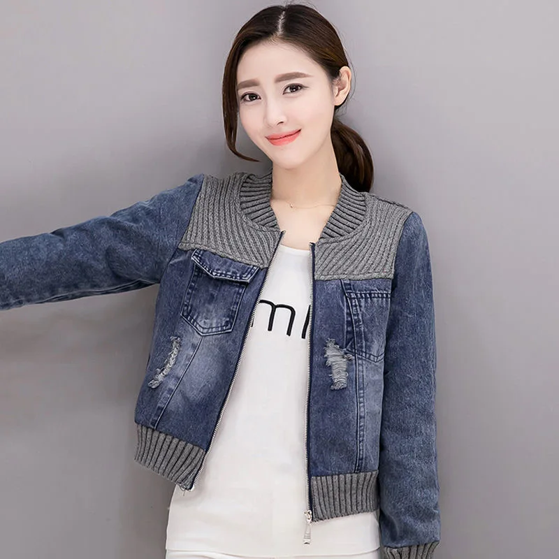 Denim Jacket Female 2021 Spring And Autumn Korean Version Of The Small Short Stitching Ripped Jacket Top Loose And Thin Cardigan 
Denim Jacket Female 2021 Spring And Autumn Korean Version Of The Small Short Stitching Ripped Jacket Top Loose And Thin Cardigan