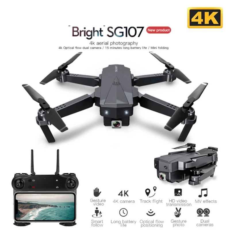 SG107 Mini Drone with WIFI 4K HD Dual Camera FPV Quadcopter Optical Flow Rc Dron Gesture Control Kids drone Toy VS E88 V4
SG107 Mini Drone with WIFI 4K HD Dual Camera FPV Quadcopter Optical Flow Rc Dron Gesture Control Kids drone Toy VS E88 V4