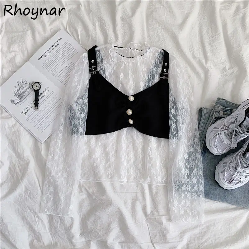 Sets Women Sexy Female Clothes Fashion Simple All-match Chic Sheer Top Korean Summer Elegant Outfit Students Vintage Harajuku
Sets Women Sexy Female Clothes Fashion Simple All-match Chic Sheer Top Korean Summer Elegant Outfit Students Vintage Harajuku