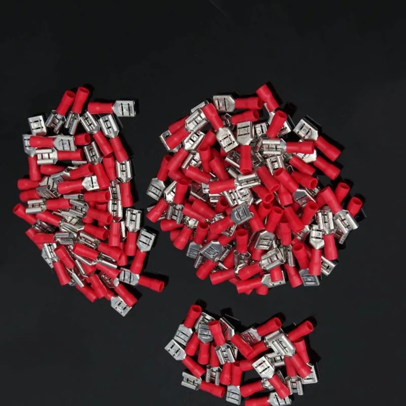 25pcs Cold press connection terminal PVC sucking bullet cold press terminal lugs 6.3x0.8mm flat plug isolated red
25pcs Cold press connection terminal PVC sucking bullet cold press terminal lugs 6.3x0.8mm flat plug isolated red
