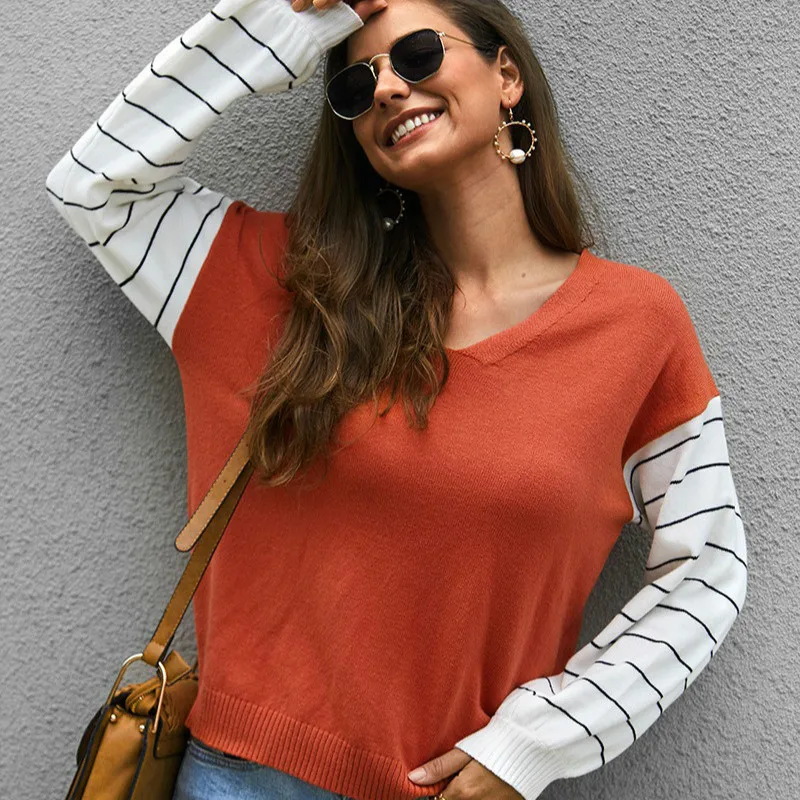 New 2020 Autumn and Winter Fashion Retro Women Knitted stripe Patchwork Sweater Turtleneck Long Sleeve Sweater Female Casual top
New 2020 Autumn and Winter Fashion Retro Women Knitted stripe Patchwork Sweater Turtleneck Long Sleeve Sweater Female Casual top