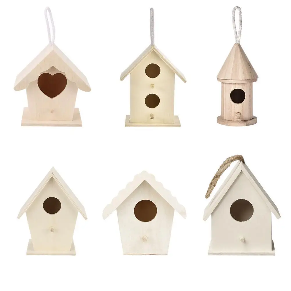 

Creative Wooden Hummingbird House With Hanging Rope Home Gardening 6 Decoration Bird's Small Hot Nest Diy Types Wall-mounted